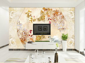 3D大理石纹玉雕牡丹花 家居电视背景的艺术升华